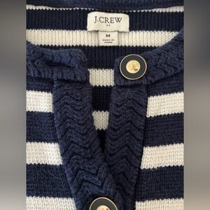J Crew Navy and White Striped  Cardigan size medium